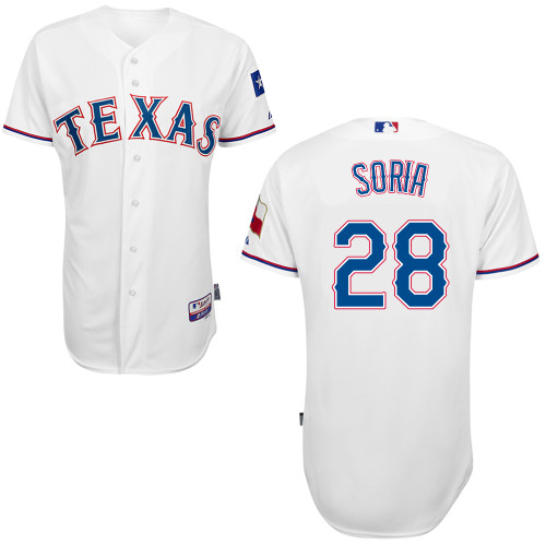 Joakim Soria #28 MLB Jersey-Texas Rangers Men's Authentic Home White Cool Base Baseball Jersey